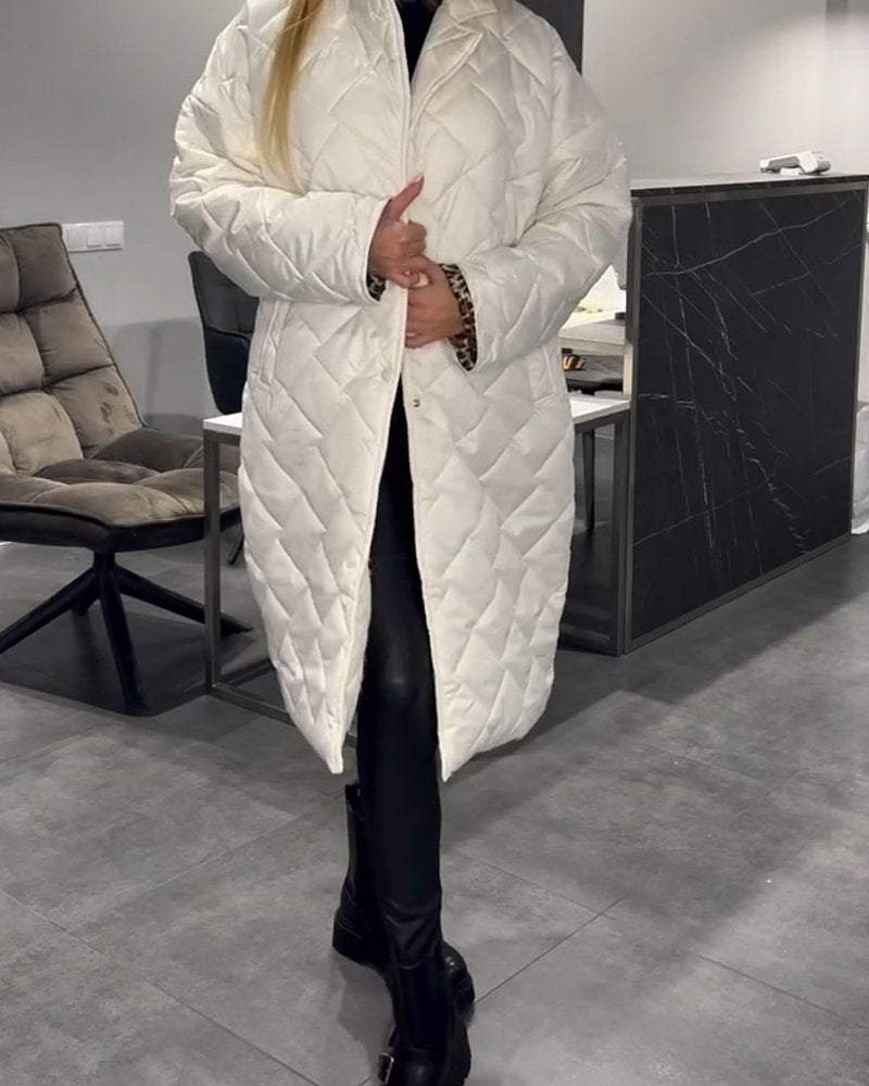 DIASY - Casual Lapel Mid-length Cotton Coat #VEV38353
