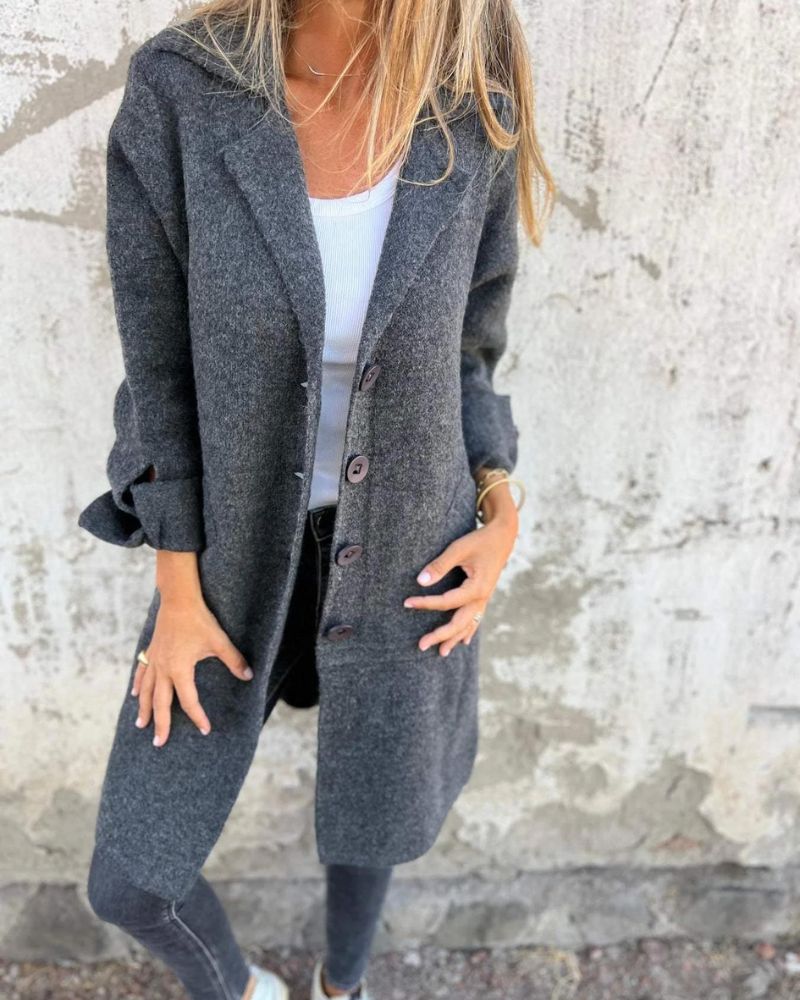 MAILA - Casual long coat with lapels VEV36737