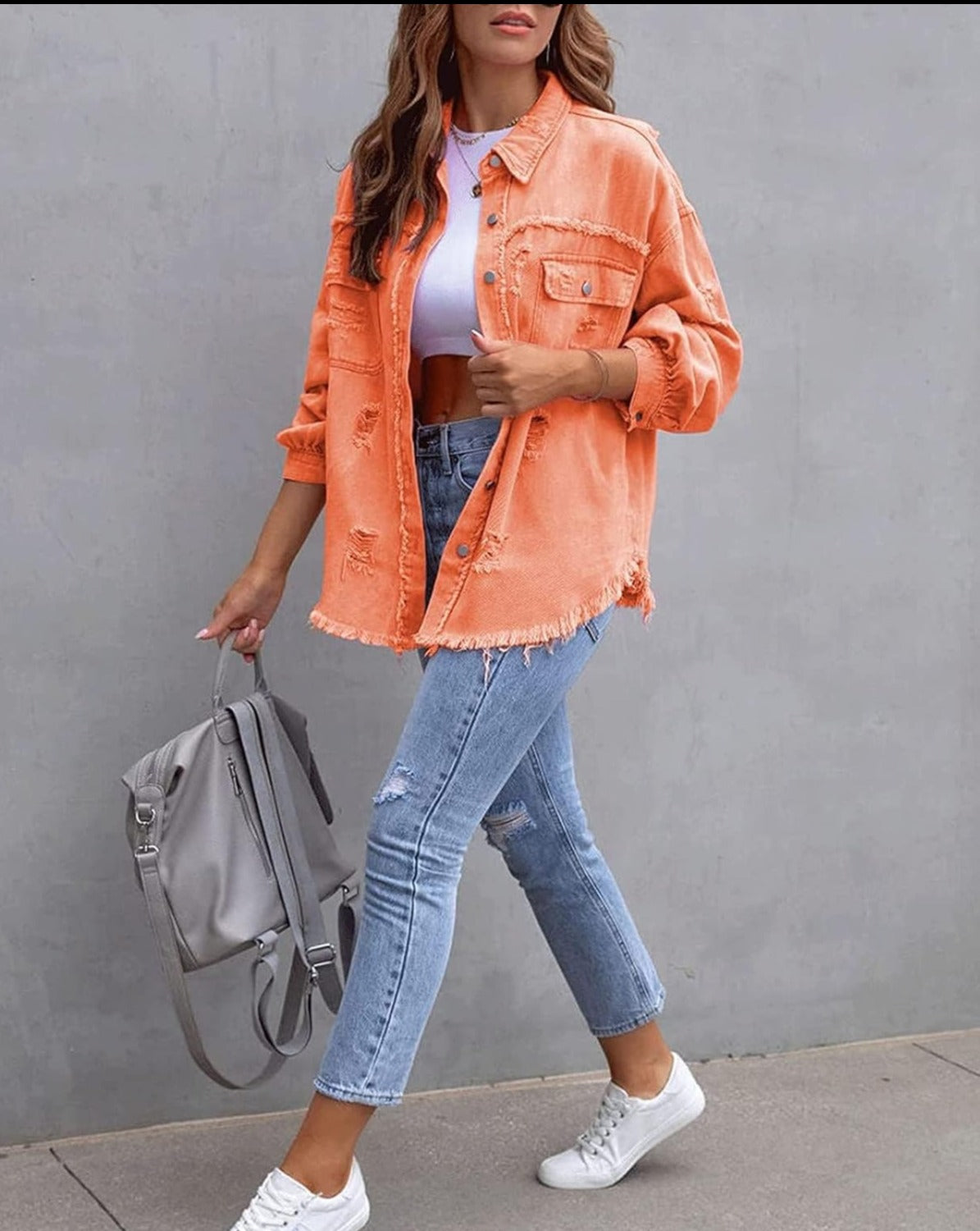 CYA - RIPPED OVERSIZED DENIM JACKET #VEV40038