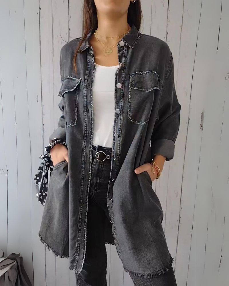 ELSSIA - Comfortable denim shirt jacket #AMO8895
