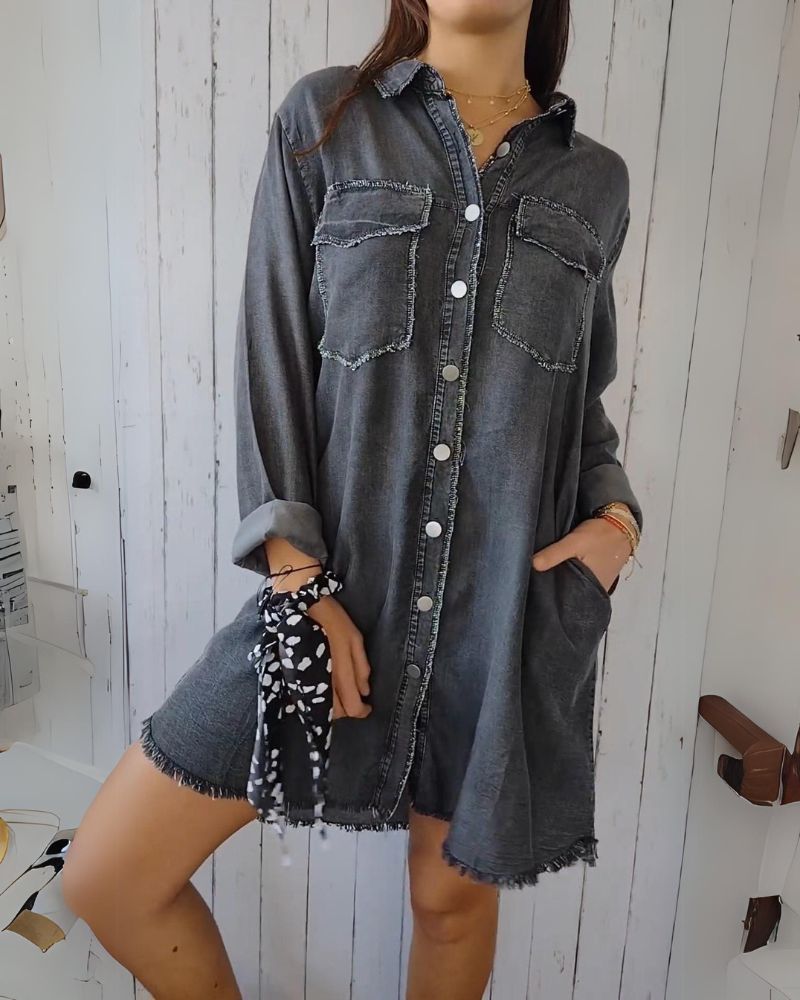 ELSSIA - Comfortable denim shirt jacket #AMO8895