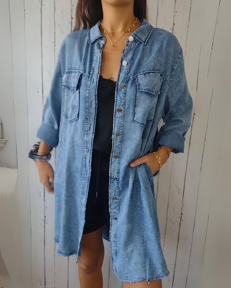ELSSIA - Comfortable denim shirt jacket #AMO8895