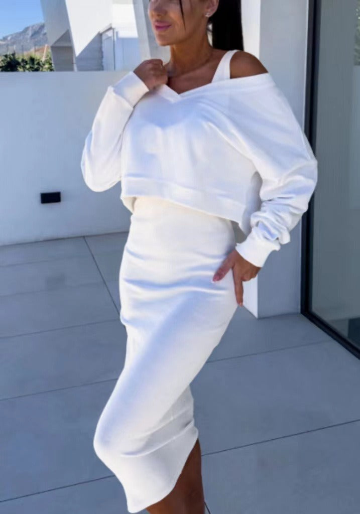 Two-piece set with sweater & midi dress BEST4675