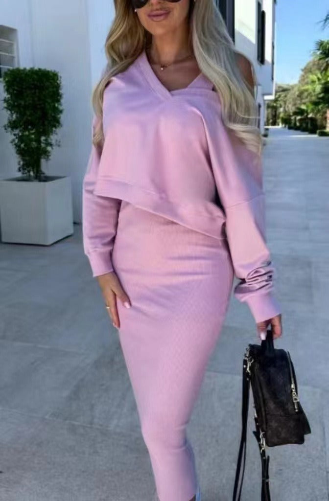 Two-piece set with sweater & midi dress BEST4675