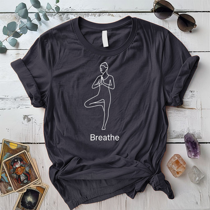Breathe Yoga Light T-Shirt Mockup dark-heather-grey