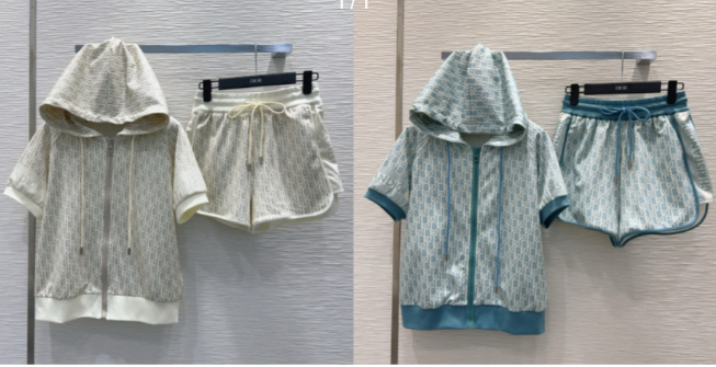 CD 25 Set Blue-Green and Beige Cotton