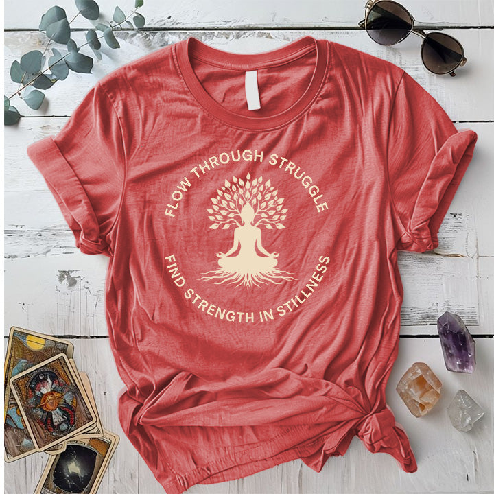 Flow Through Struggle T-Shirt Mockup Coral Silk