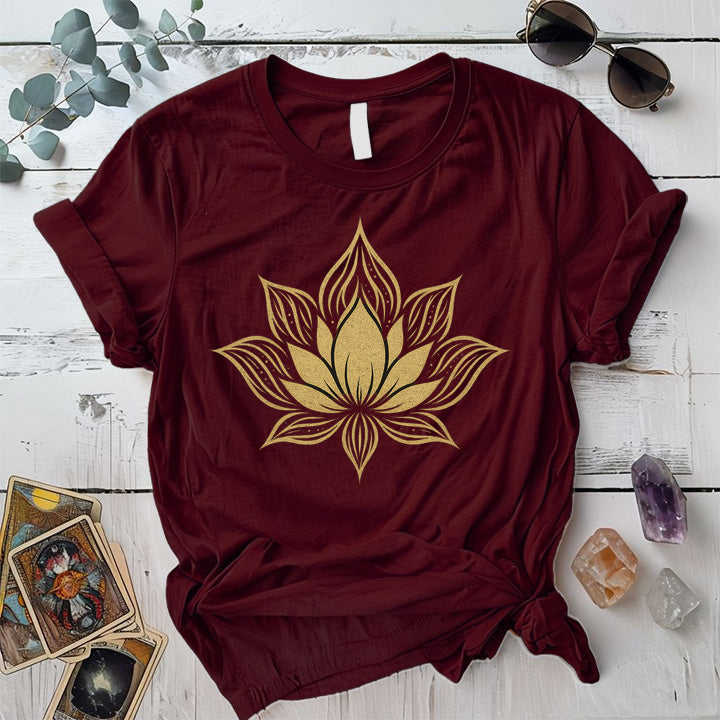 Golden Lotus T-Shirt Mockup Maroon