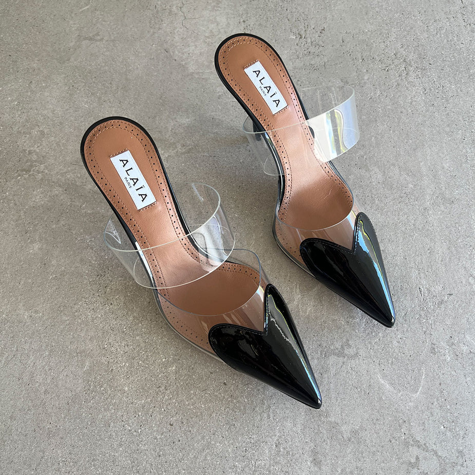 Alaia Pum Mule 10CM Black Patent Leather and PU