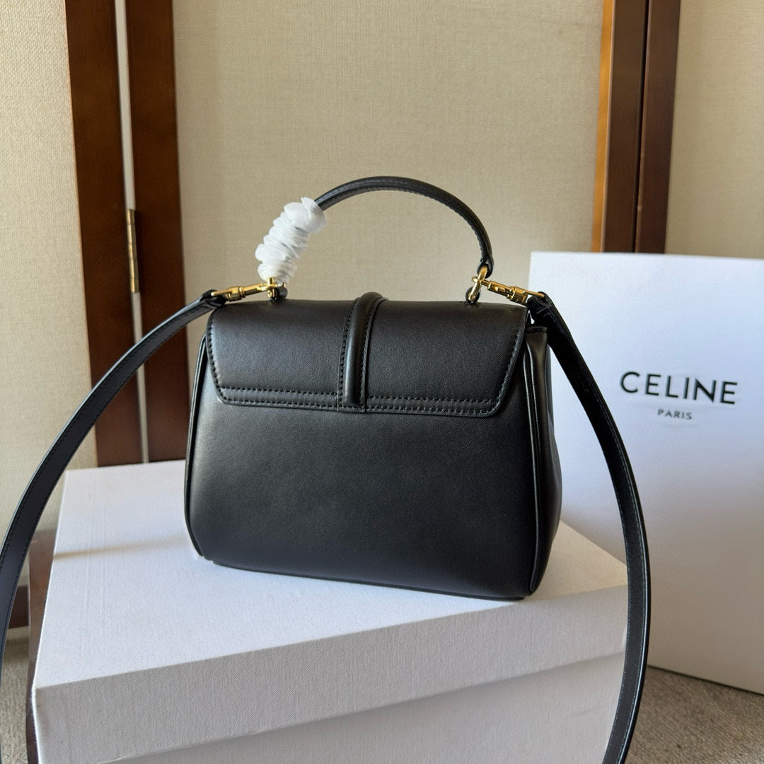 MINI 16 BAG 18CM IN SATINATED CALFSKIN BLACK