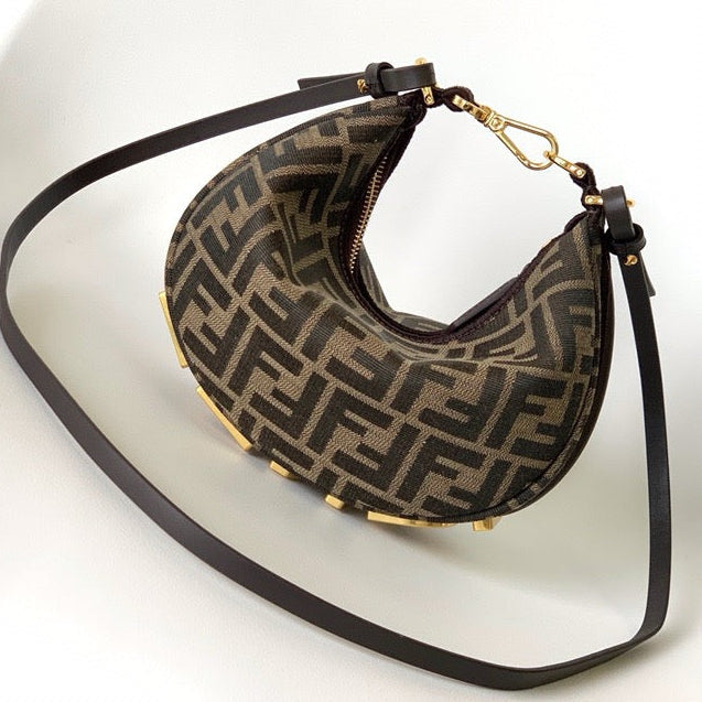 Fendi 2026 Fendigraphy Bag 20cm Brown Fabric Leather
