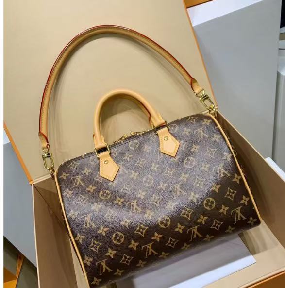 Louis Vuitton 2026 Speedy Bandouliere Bag 30cm Brown Beige Monogram Canvas Leather