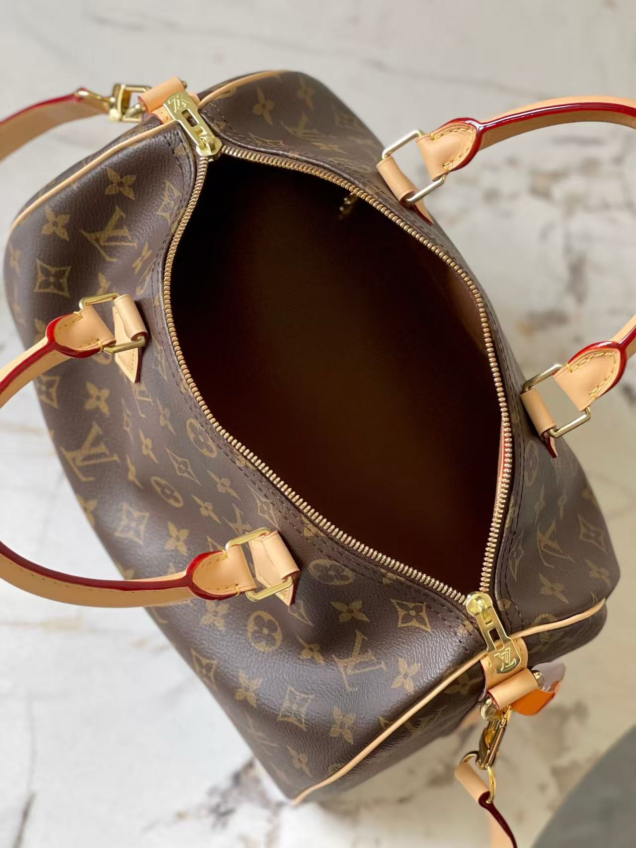 Louis Vuitton 2026 Speedy Bandouliere Bag 30cm Brown Beige Monogram Canvas Leather