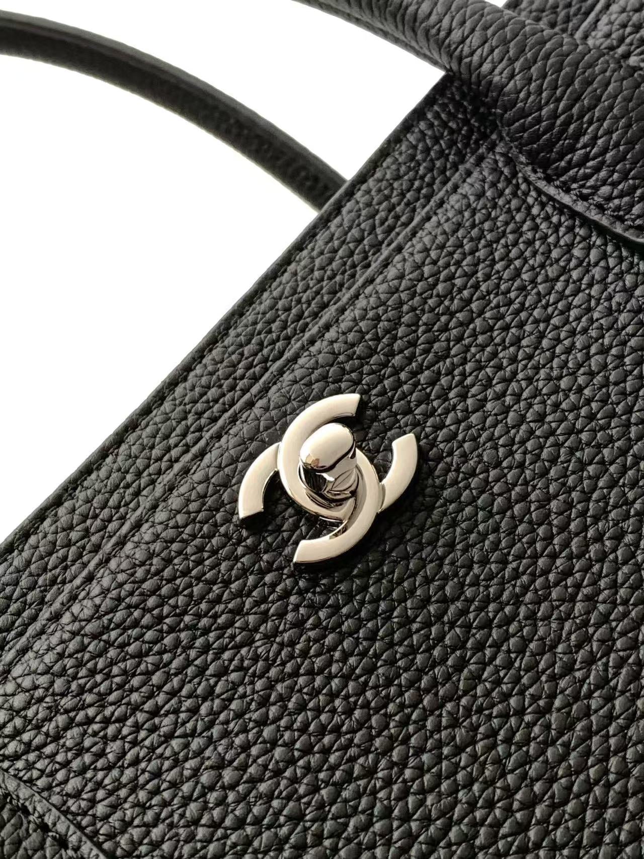 Chanel 2026 Cerf Tote Bag 36cm Black Caviar Leather Silver Hardware