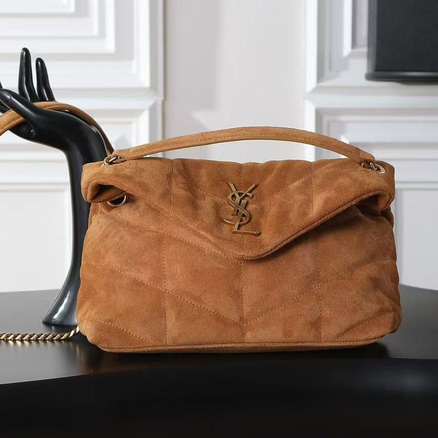 YSL 2026 Puffer Bag 29cm Brown Suede