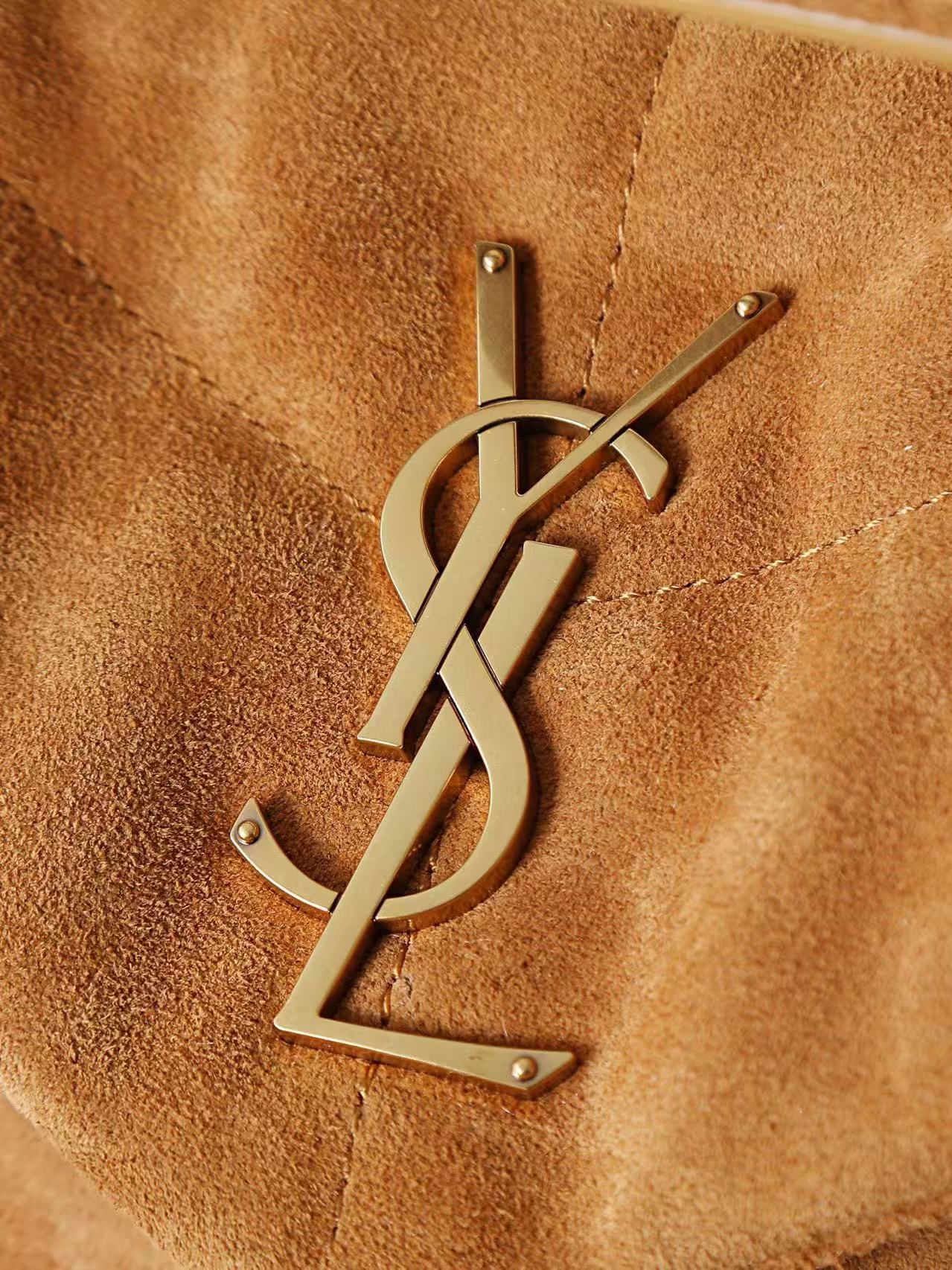 YSL 2026 Puffer Bag 29cm Brown Suede