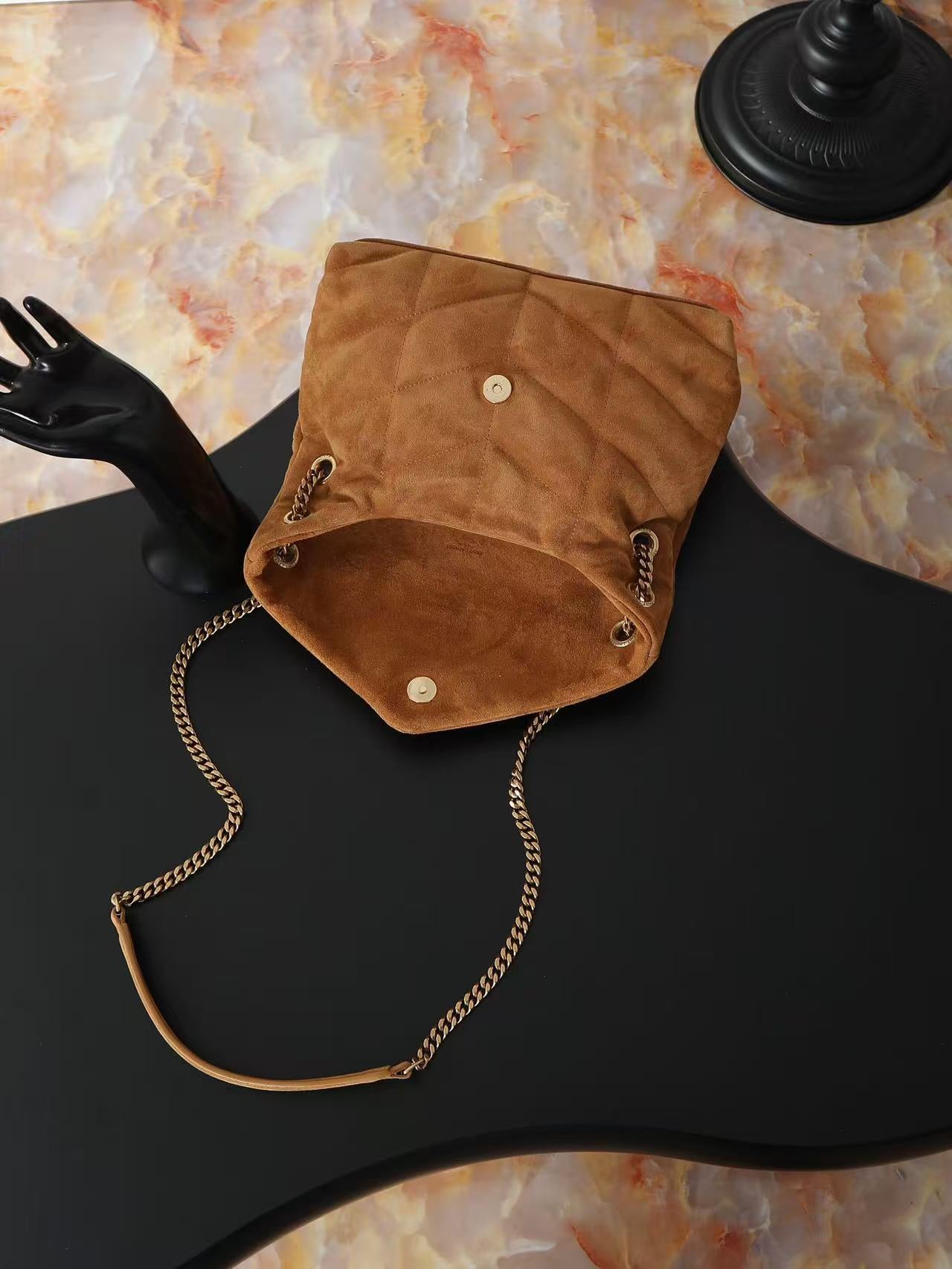 YSL 2026 Puffer Bag 29cm Brown Suede