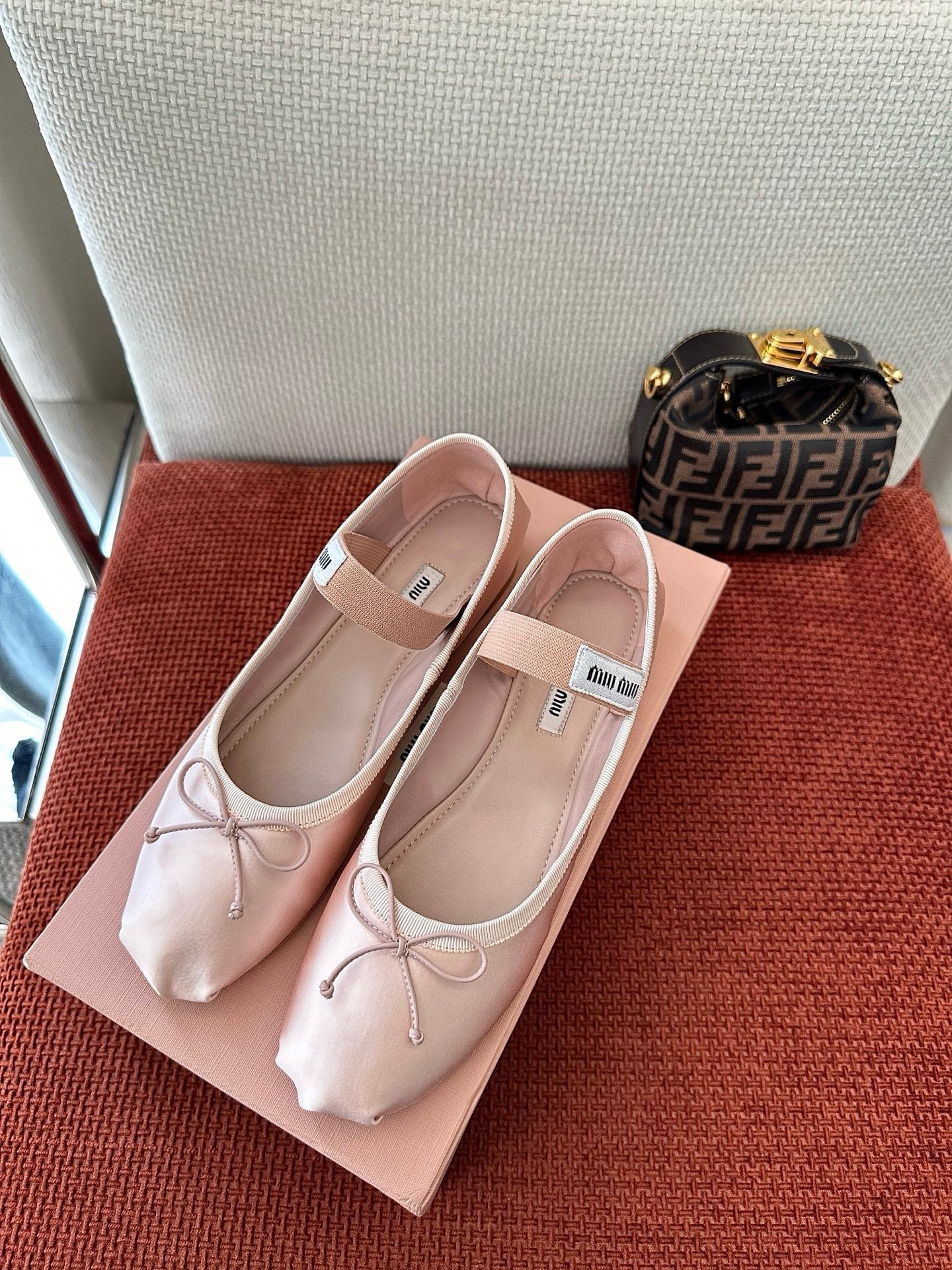 Miumiu 2026 Bow Ballet Flat Satin Leather