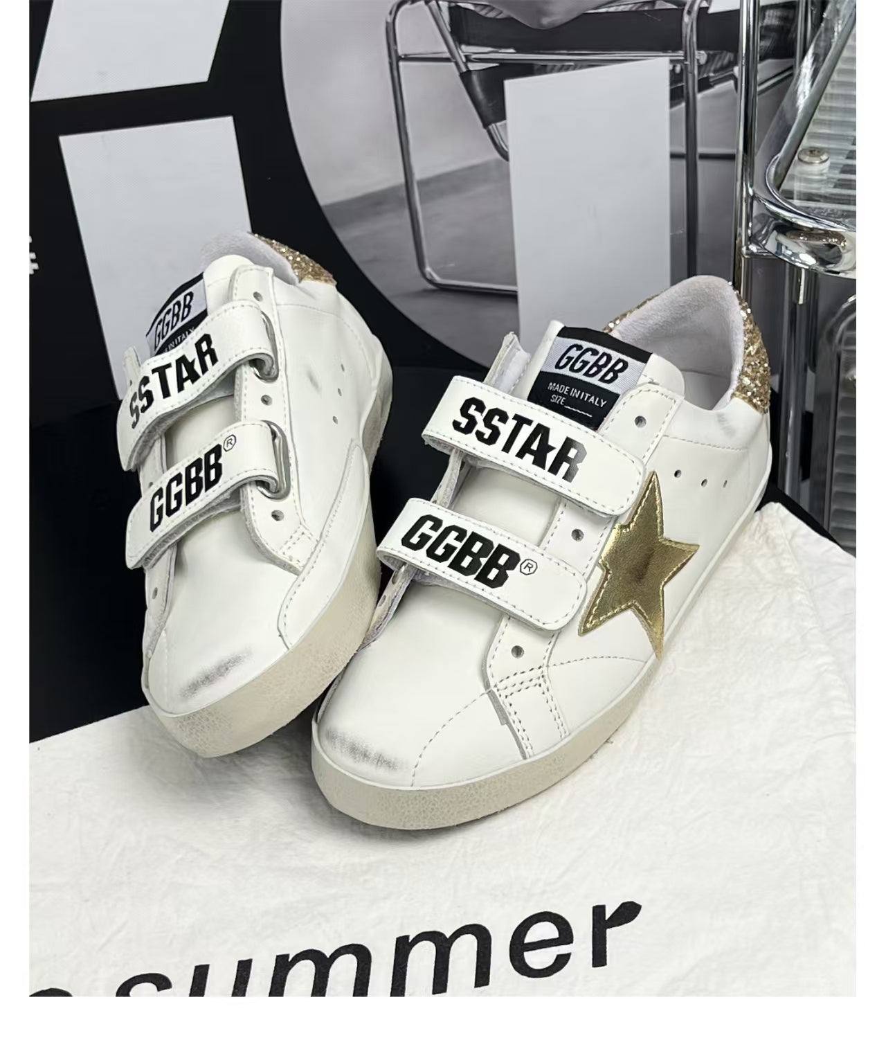 Golden Goose 2026 Old School With Gold Star Laminated Leather