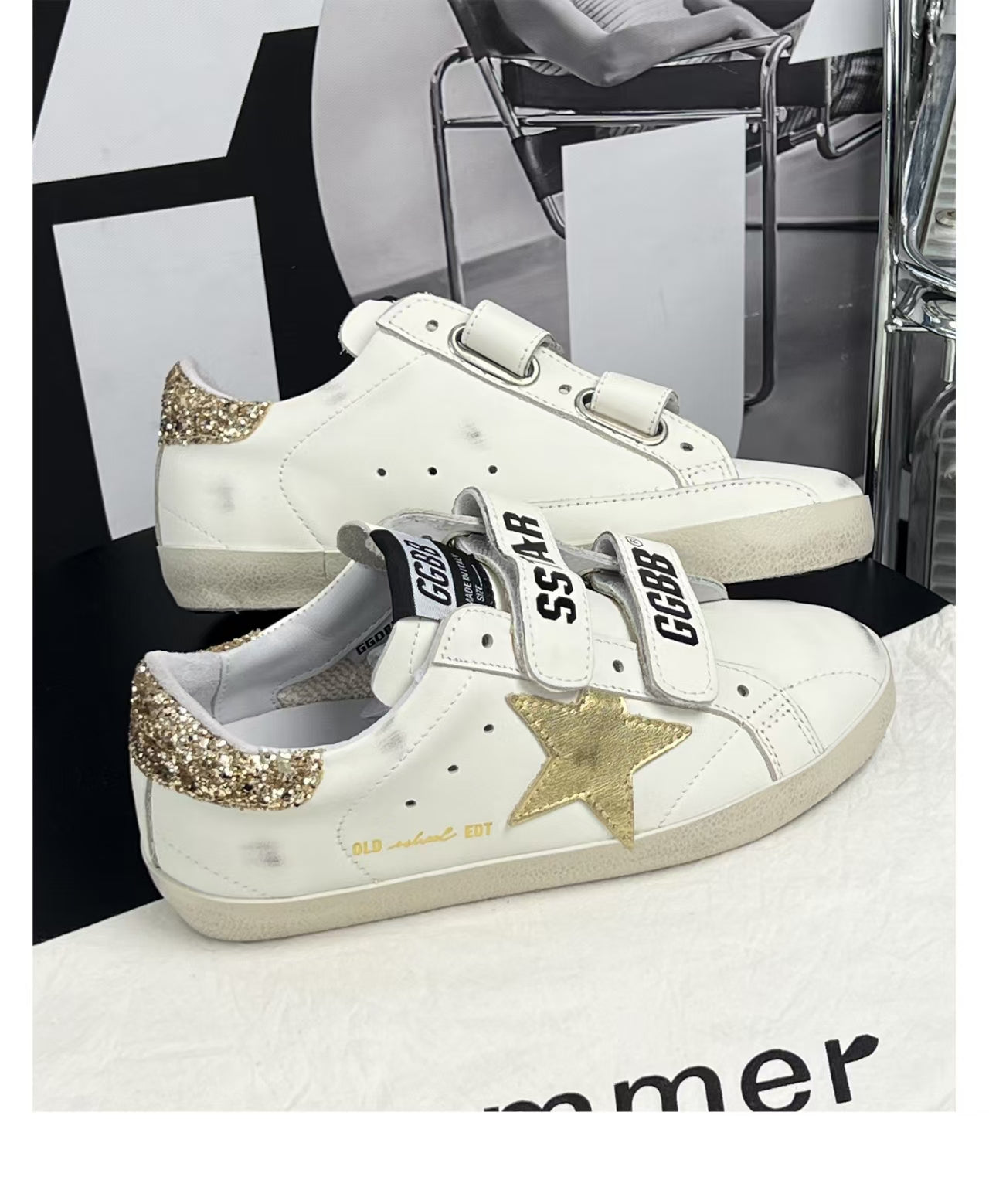 Golden Goose 2026 Old School With Gold Star Laminated Leather