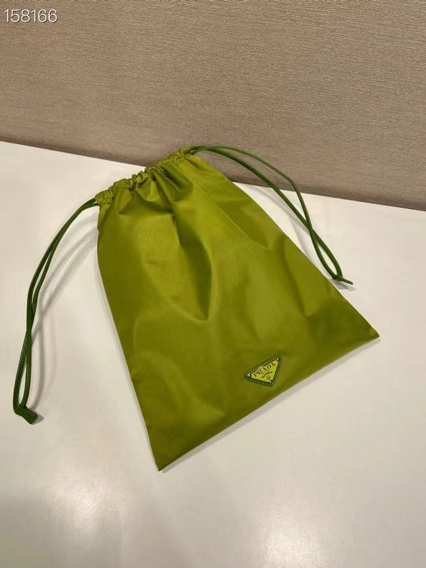 Prada 2026 Wish Drawstring Bag 35cm Green Re-Nylon