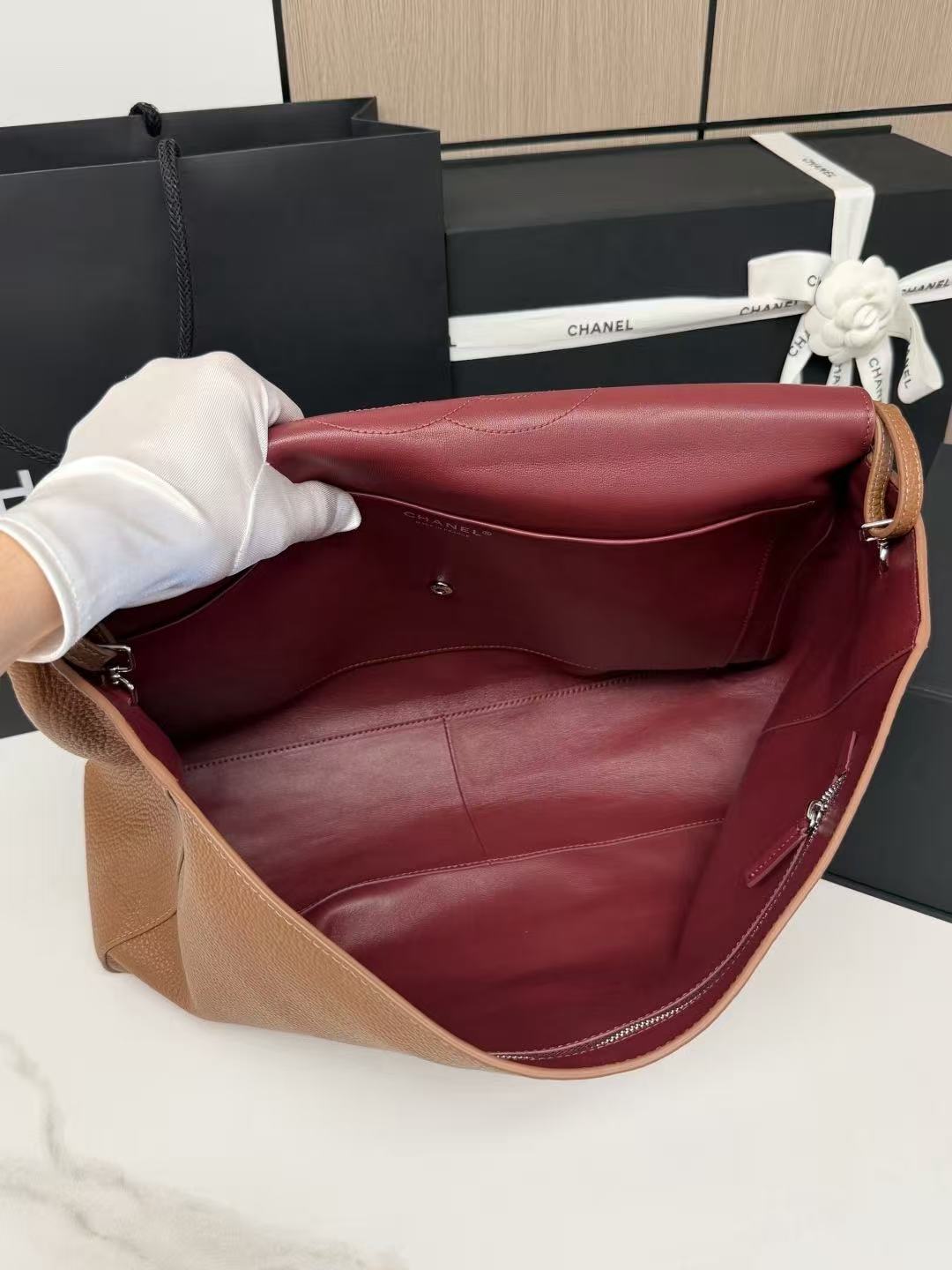 Chanel 2026 Maxi Flap Bag 38.5cm Camel Brown Grained Calfskin