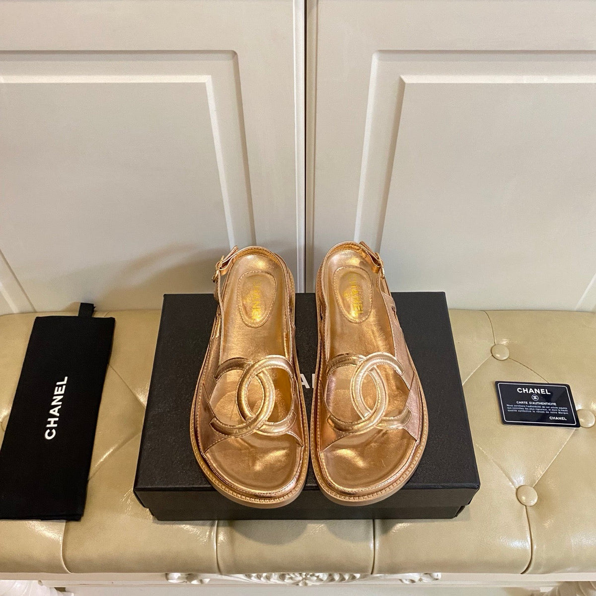 Chanel 2026 Double C Sandal Suede Lambskin