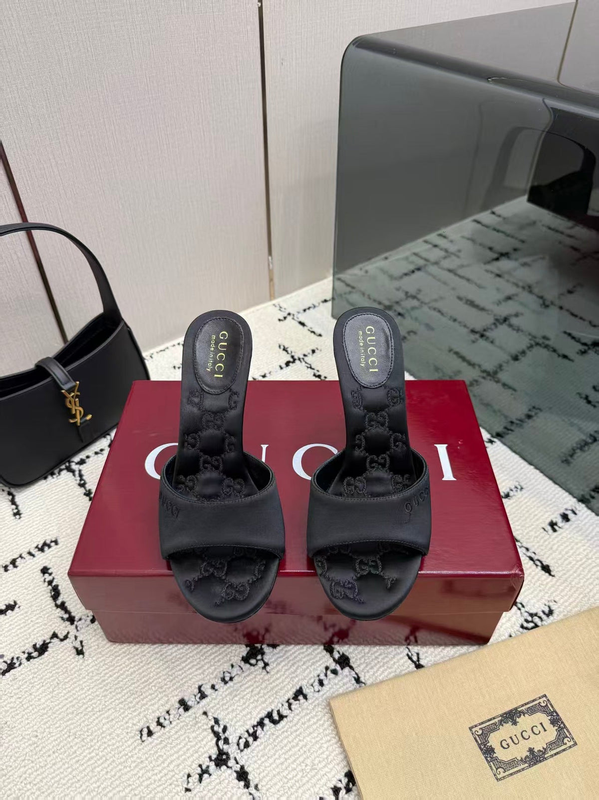 Gucci 2026 Logo-embossed Sandal 100mm Satin Leather