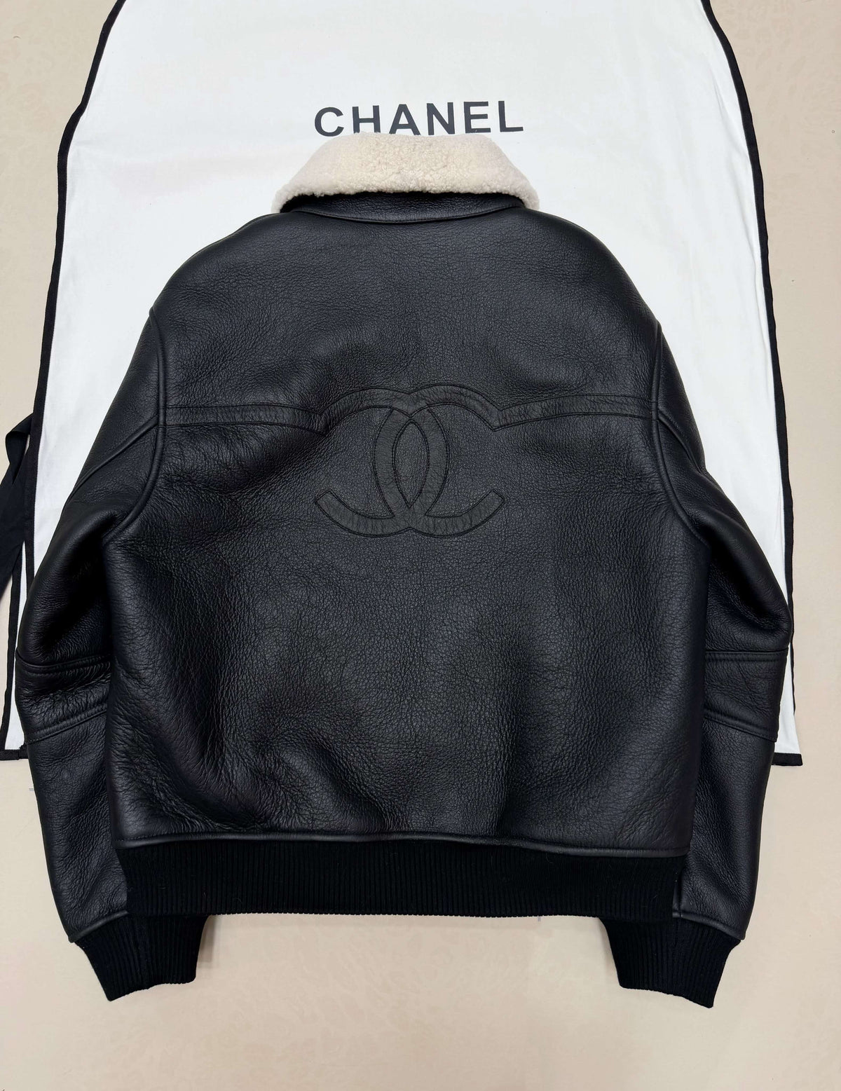 Chanel 2026 Jacket Black Leather With Fur Trim