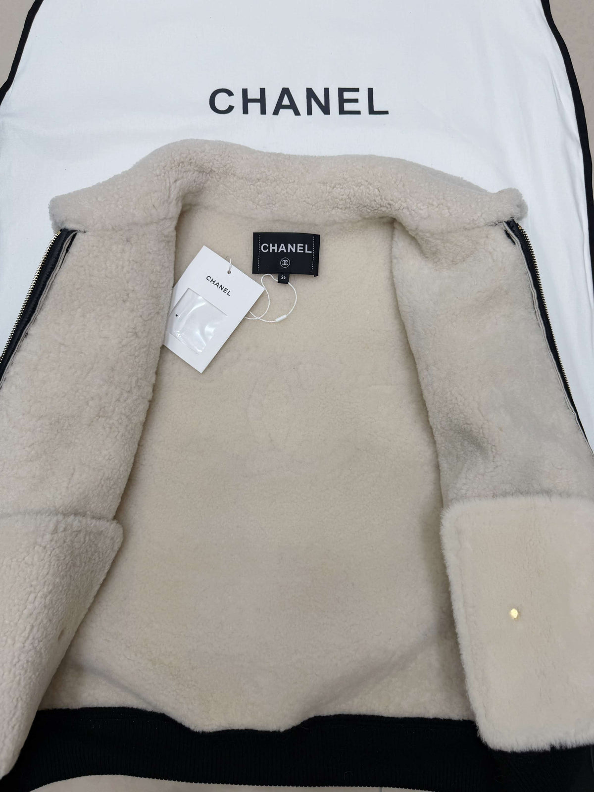 Chanel 2026 Jacket Black Leather With Fur Trim