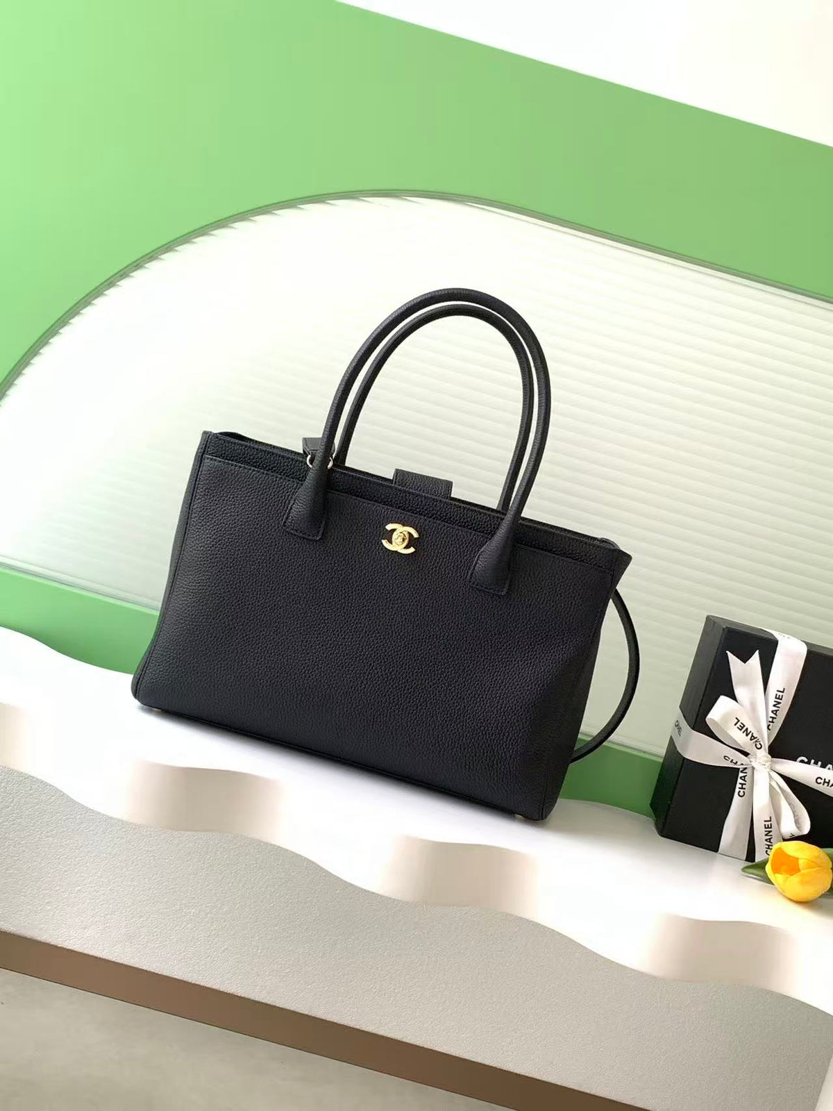 Chanel 2026 Cerf Tote Bag 36cm Black Caviar Leather
