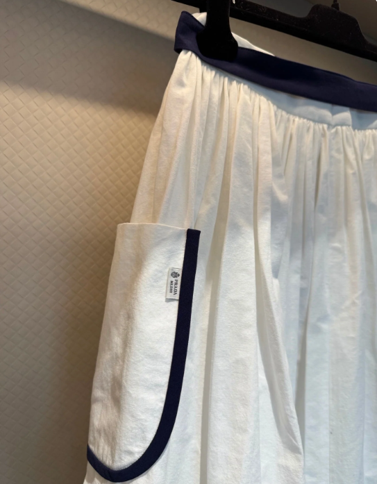 Prada 2026 Slubbed Toile Skirt White Cotton