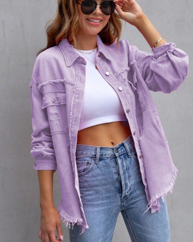 CYA - RIPPED OVERSIZED DENIM JACKET #VEV40038