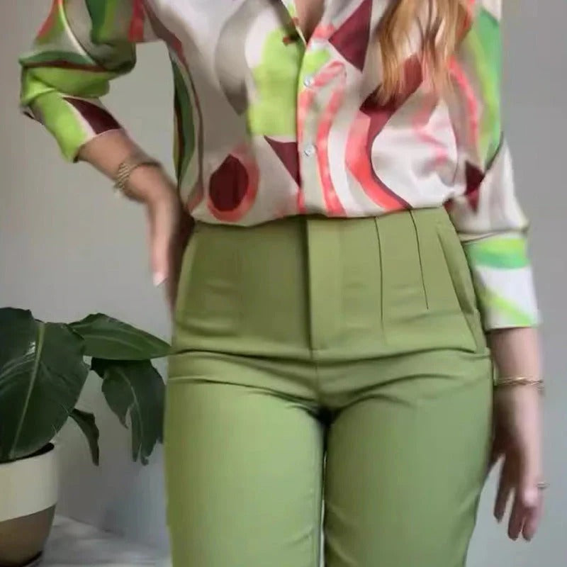 Printed Two-Piece Outfit – Shirt & Pants #ELE3831