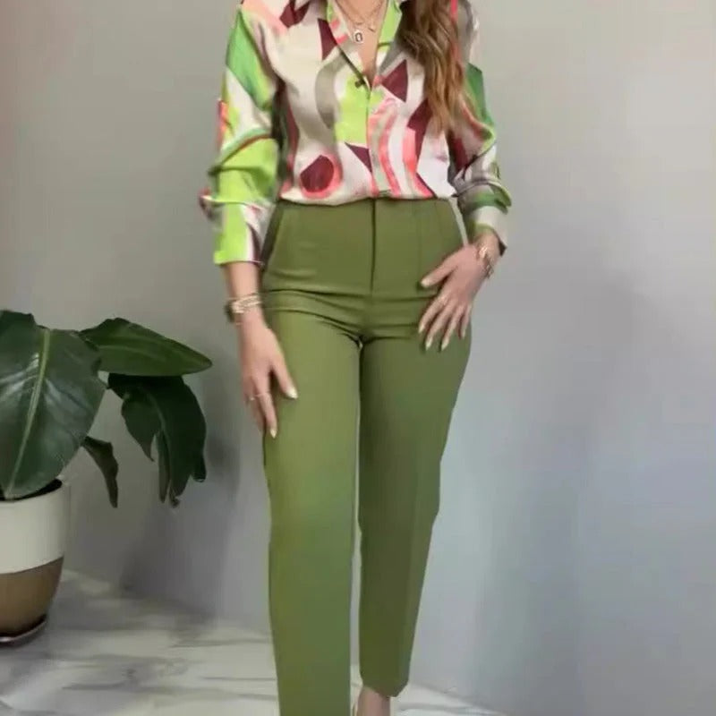 Printed Two-Piece Outfit – Shirt & Pants #ELE3831