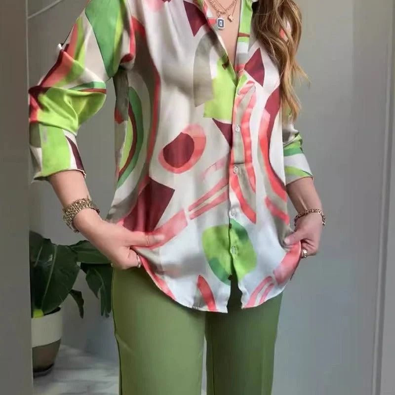 Printed Two-Piece Outfit – Shirt & Pants #ELE3831