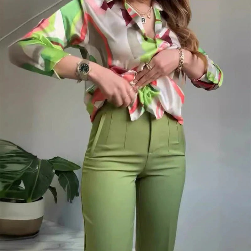 Printed Two-Piece Outfit – Shirt & Pants #ELE3831