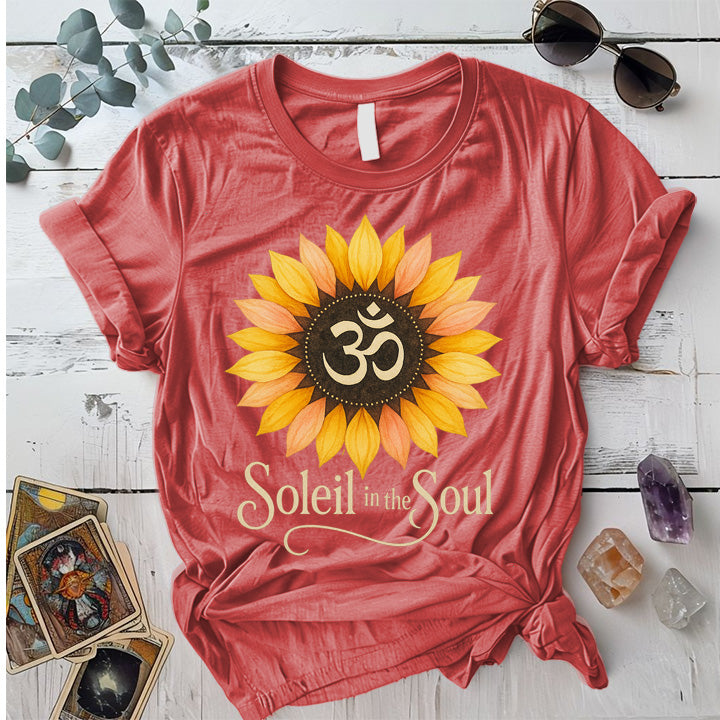 Soleil In The Soul T-Shirt Mockup Coral Silk