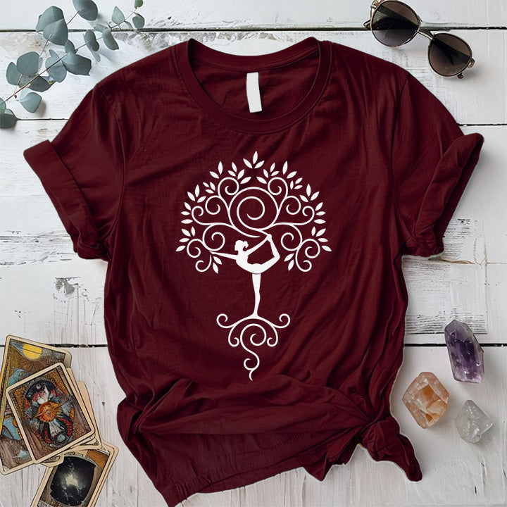 Tree Dancer Pose T-Shirt Mockup Maroon