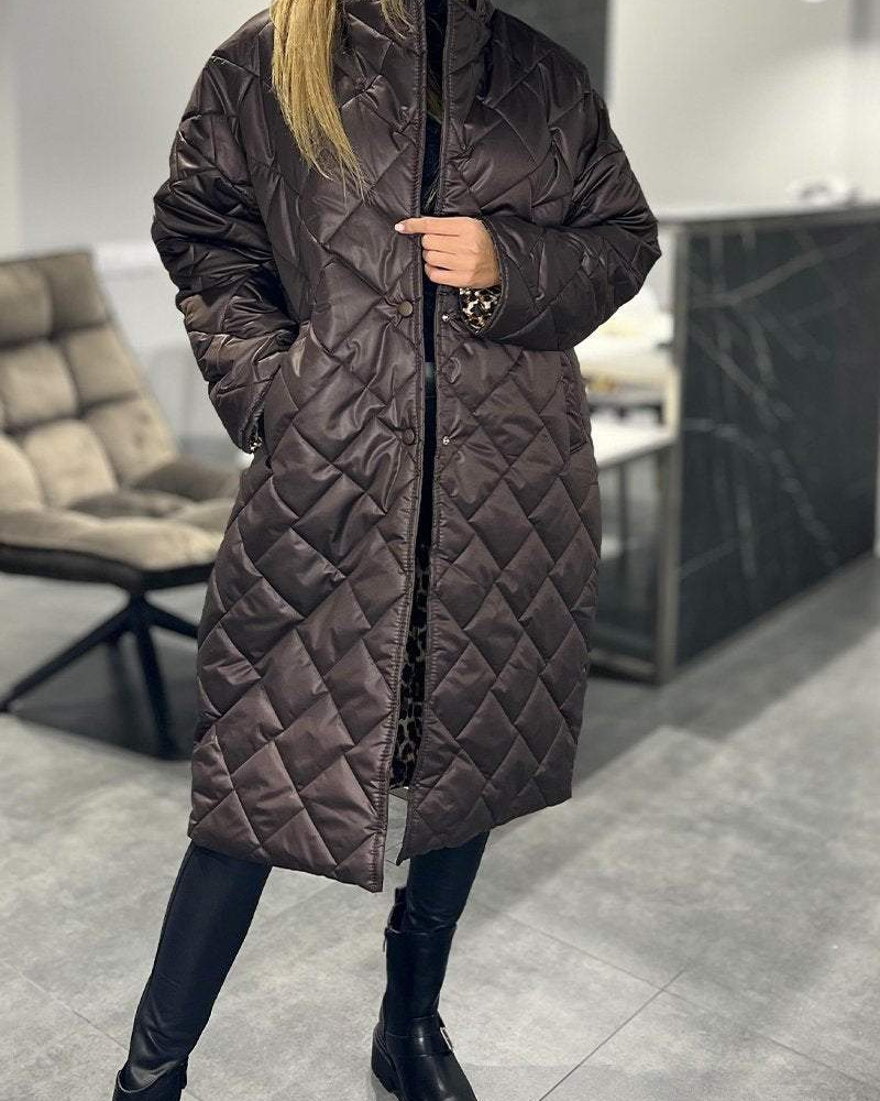 DIASY - Casual Lapel Mid-length Cotton Coat #VEV38353