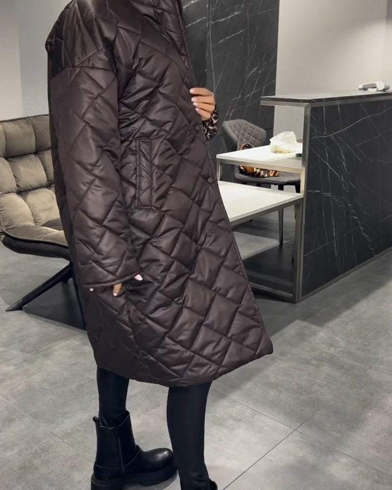 DIASY - Casual Lapel Mid-length Cotton Coat #VEV38353