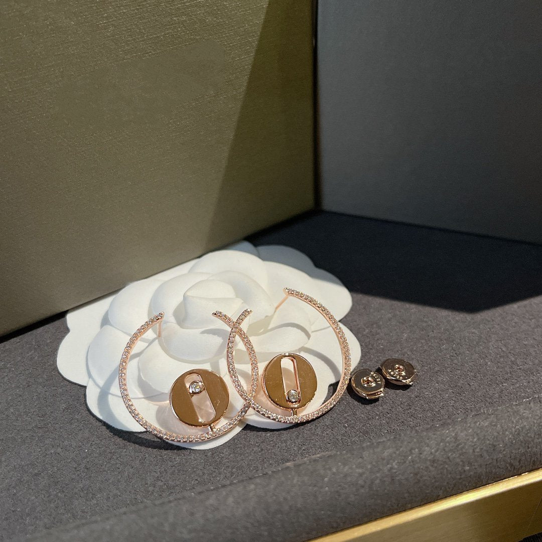 CREOLES LUCKY MOVE PM PINK GOLD DIAMOND EARRINGS