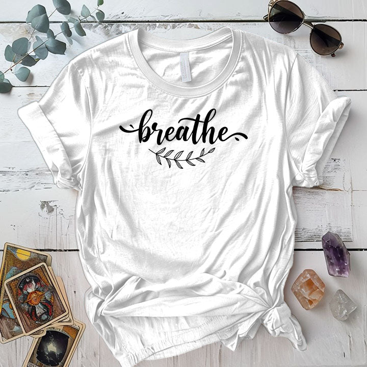 Breathe T Shirt 1 White Mockup