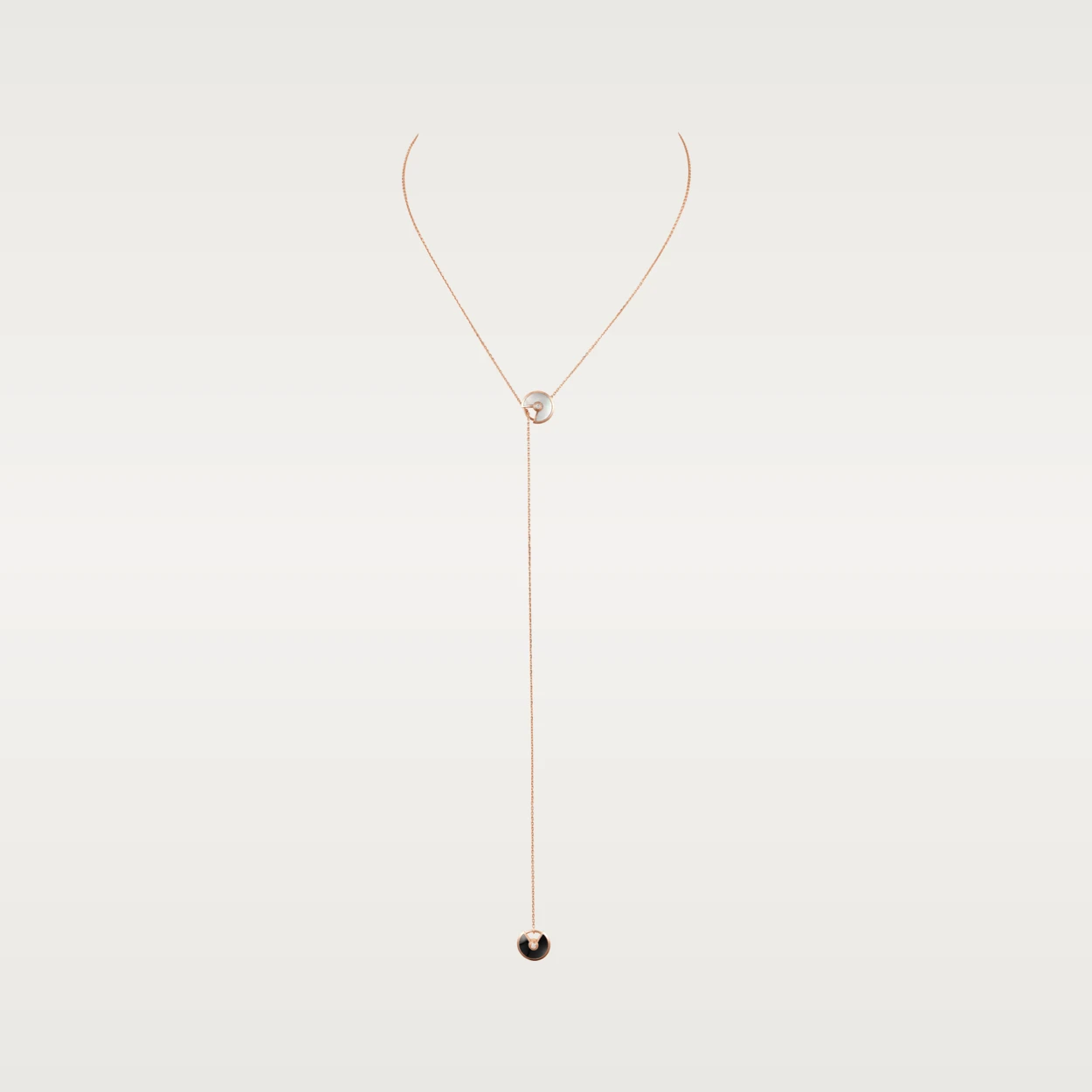 DOUBLE AMULETTE PINK GOLD ONYX MOP NECKLACE