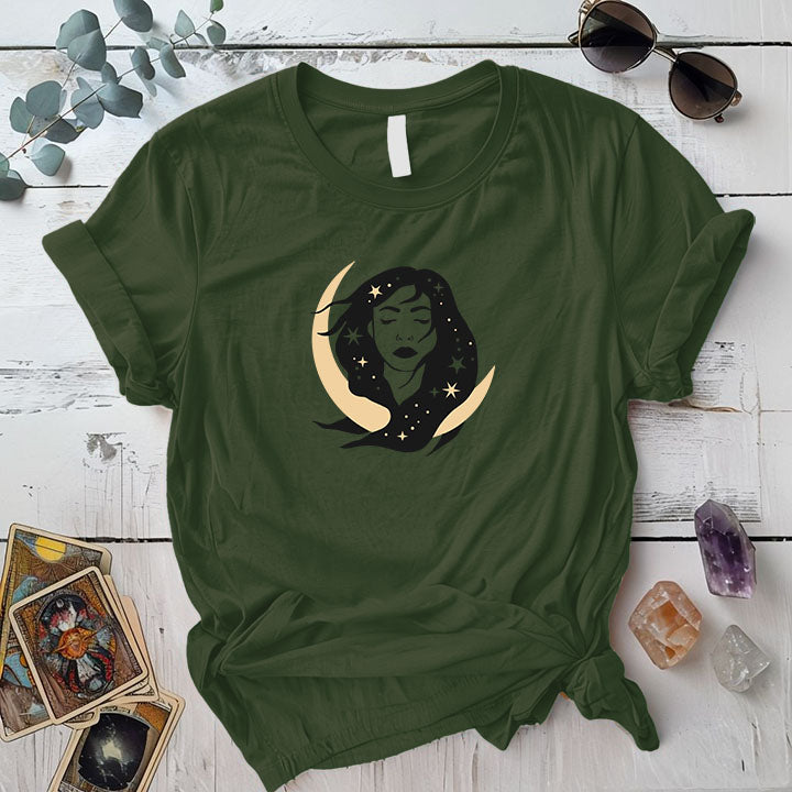 Celestial Chick T Shirt Military Green Mockup