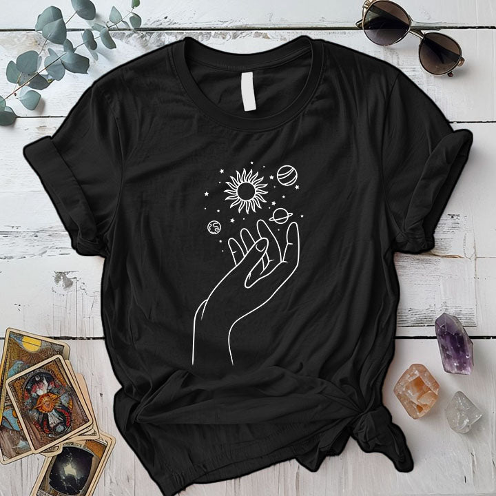 Celestial Hand T Shirt Black Mockup
