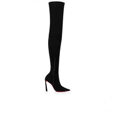 CL Condora Botta Alta 100 Mm Thighboots Stretched Veau Velours Black