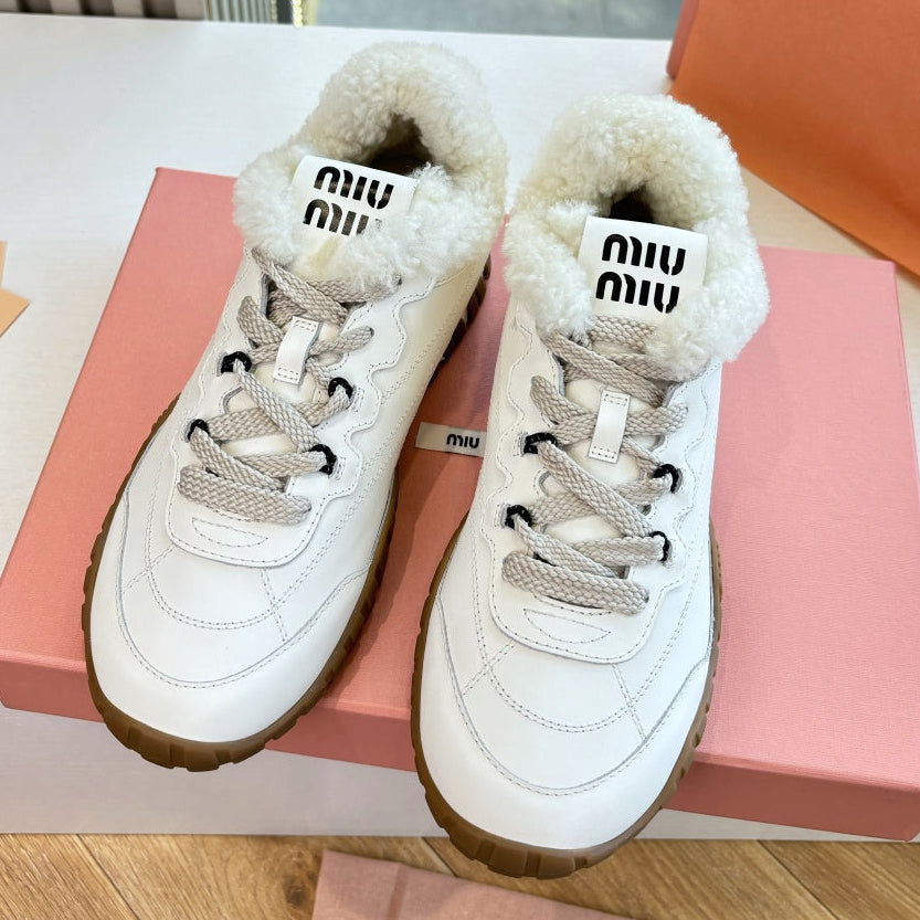 Miu Miu 2026 Tyre Shearling Sneakers Suede Leather 994143