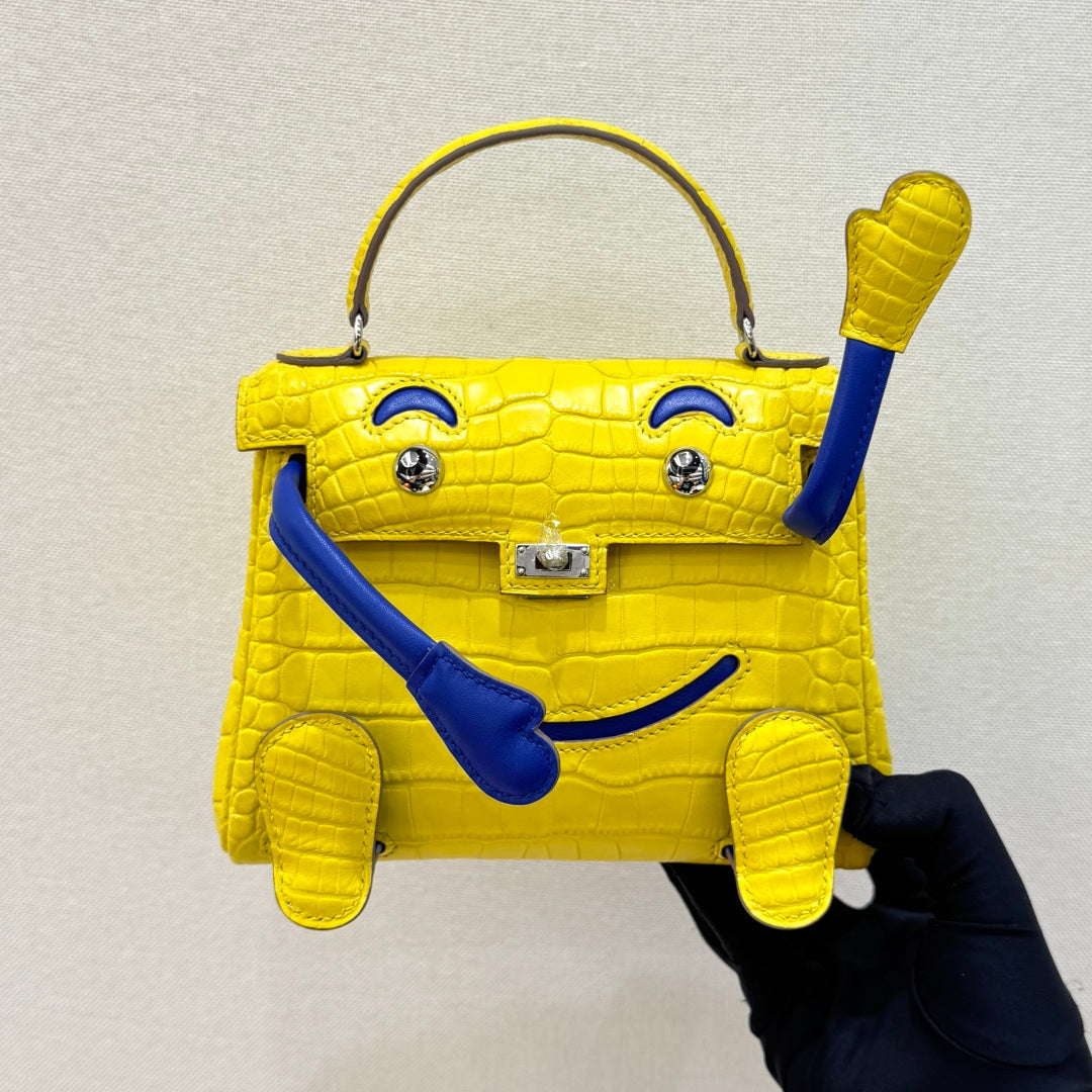 High-end Hermes 2026 Kelly Doll Picto Bag 16cm Crocodile Leather
