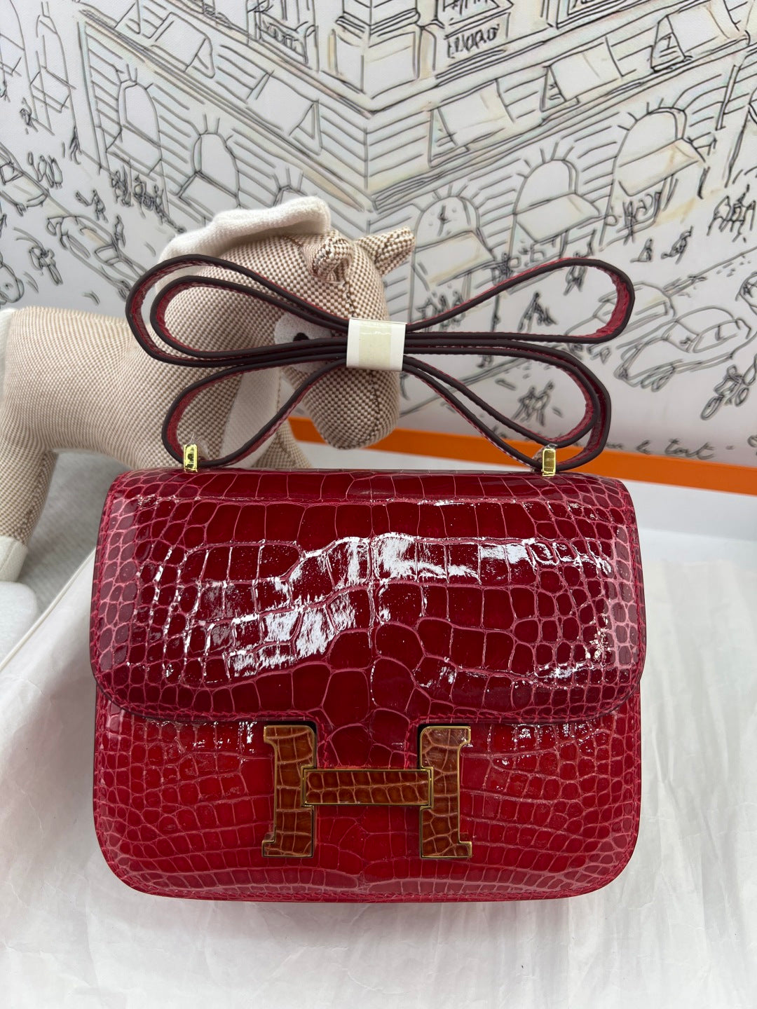 High-end Hermes 2026 Constance Bag 19cm Glossy Crocodile Leather